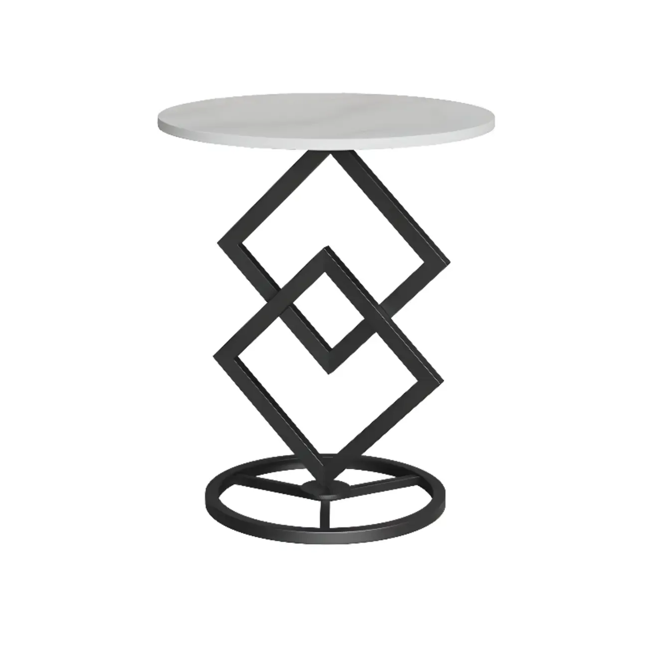 Contemporary Sintered Stone Circular Chairside Table with Framework Parlor, Table Only Image - 10