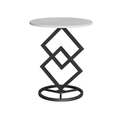 Contemporary Sintered Stone Circular Chairside Table with Framework Parlor, Table Only Image - 10