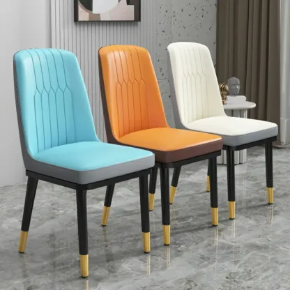 Trendy Faux Leather Upholstered Dining Chair High Back Armless Image - 1