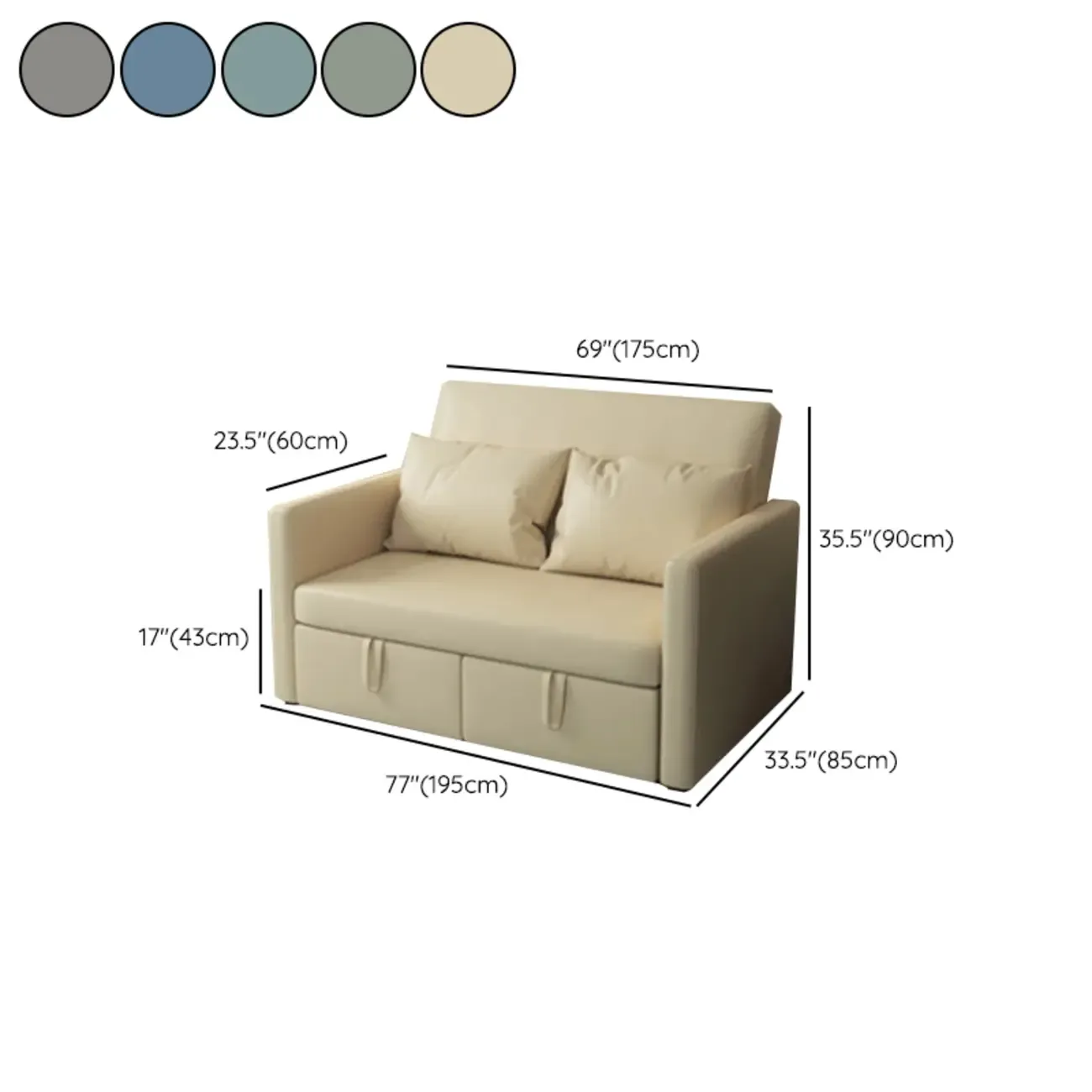 3 in 1 Pull-Out Sofa Bed Sleeper Convertible 3 Seater Sofa & Couches with 2 Drawers and 2 Pillows Image - 17