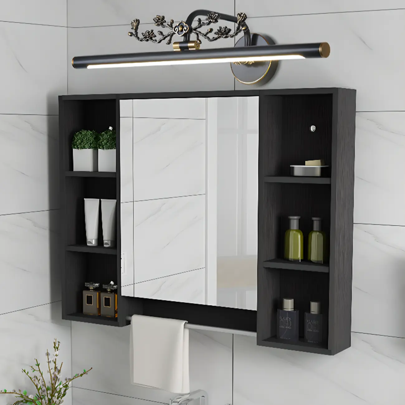 Straight-Line Bathroom Vanity Lights with Metal Holder  Image - 2 | homeyfad