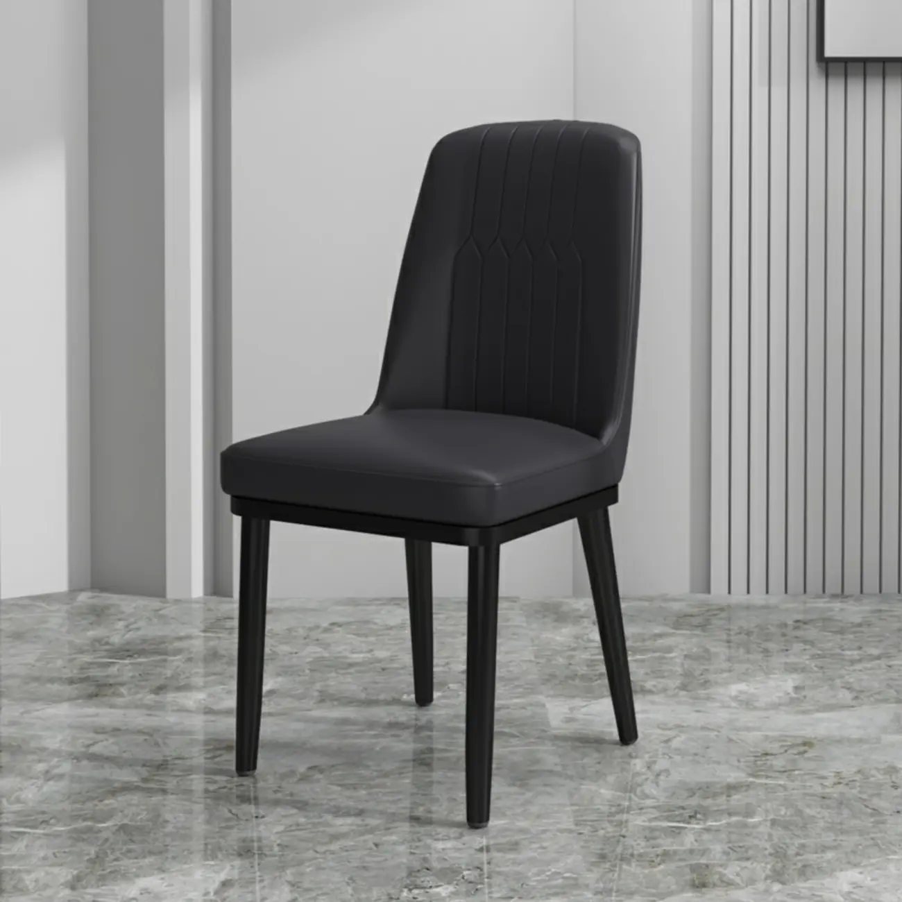 Trendy Faux Leather Upholstered Dining Chair High Back Armless Image - 2 | homeyfad