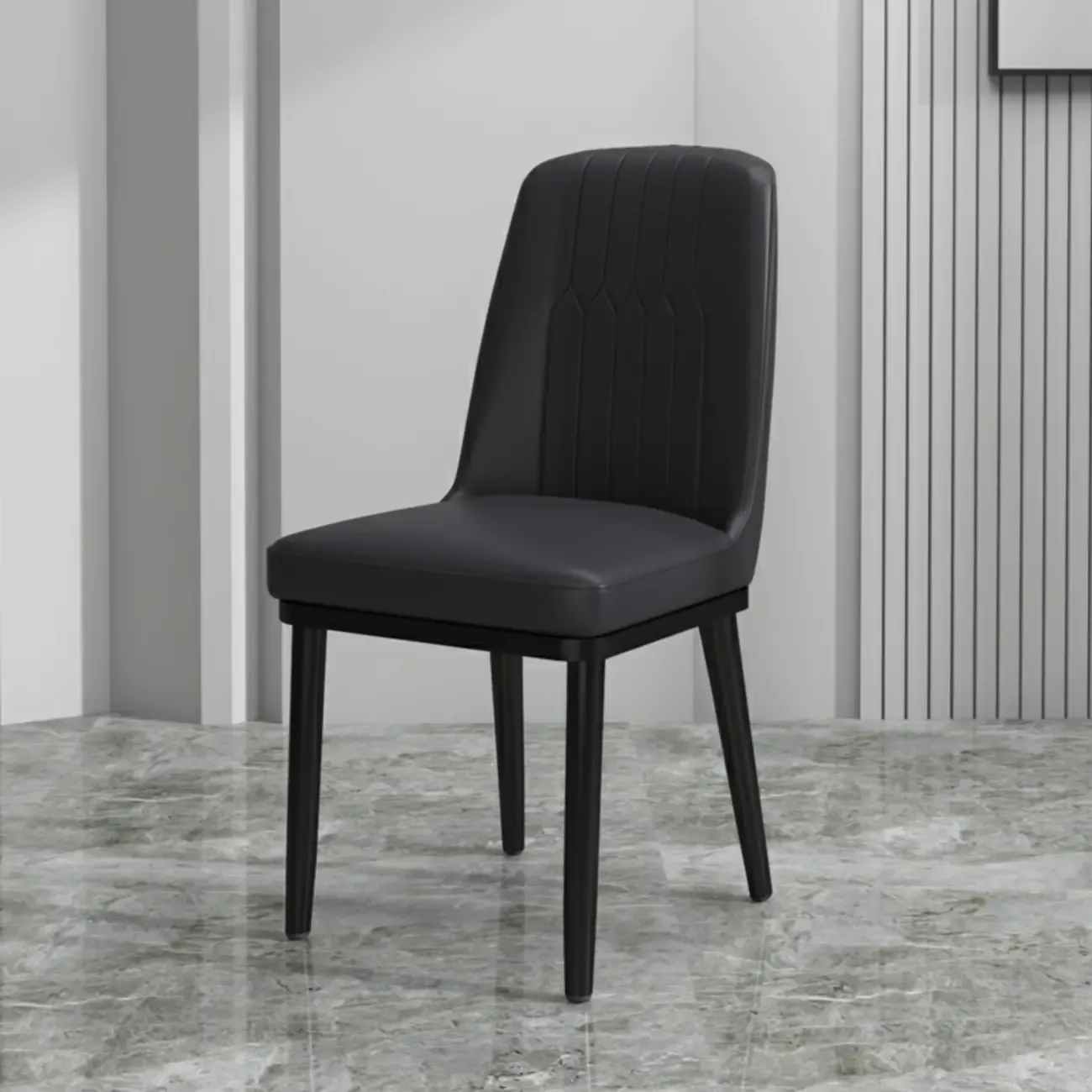 Trendy Faux Leather Upholstered Dining Chair High Back Armless Image - 2