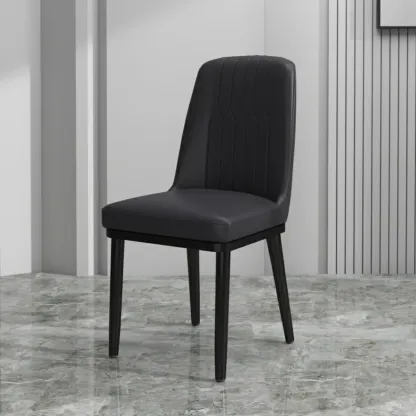 Trendy Faux Leather Upholstered Dining Chair High Back Armless Image - 2