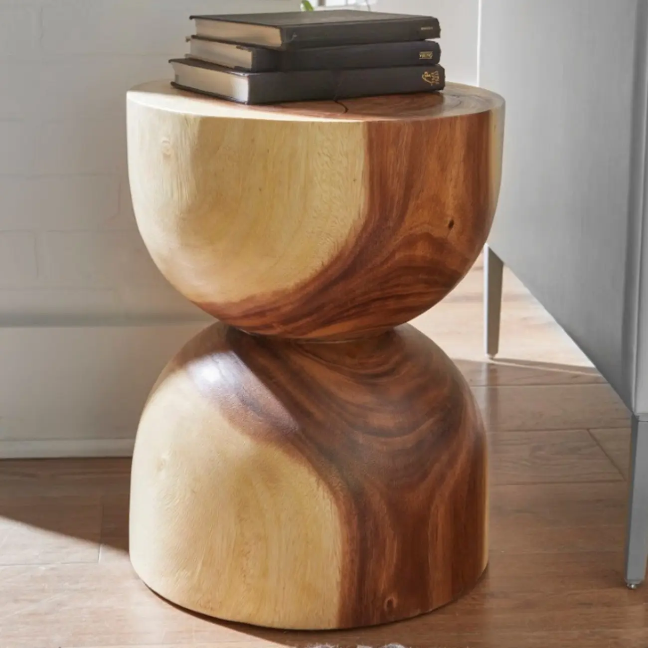Modern Wood Hourglass End Table for Living Room Image - 1 | homeyfad