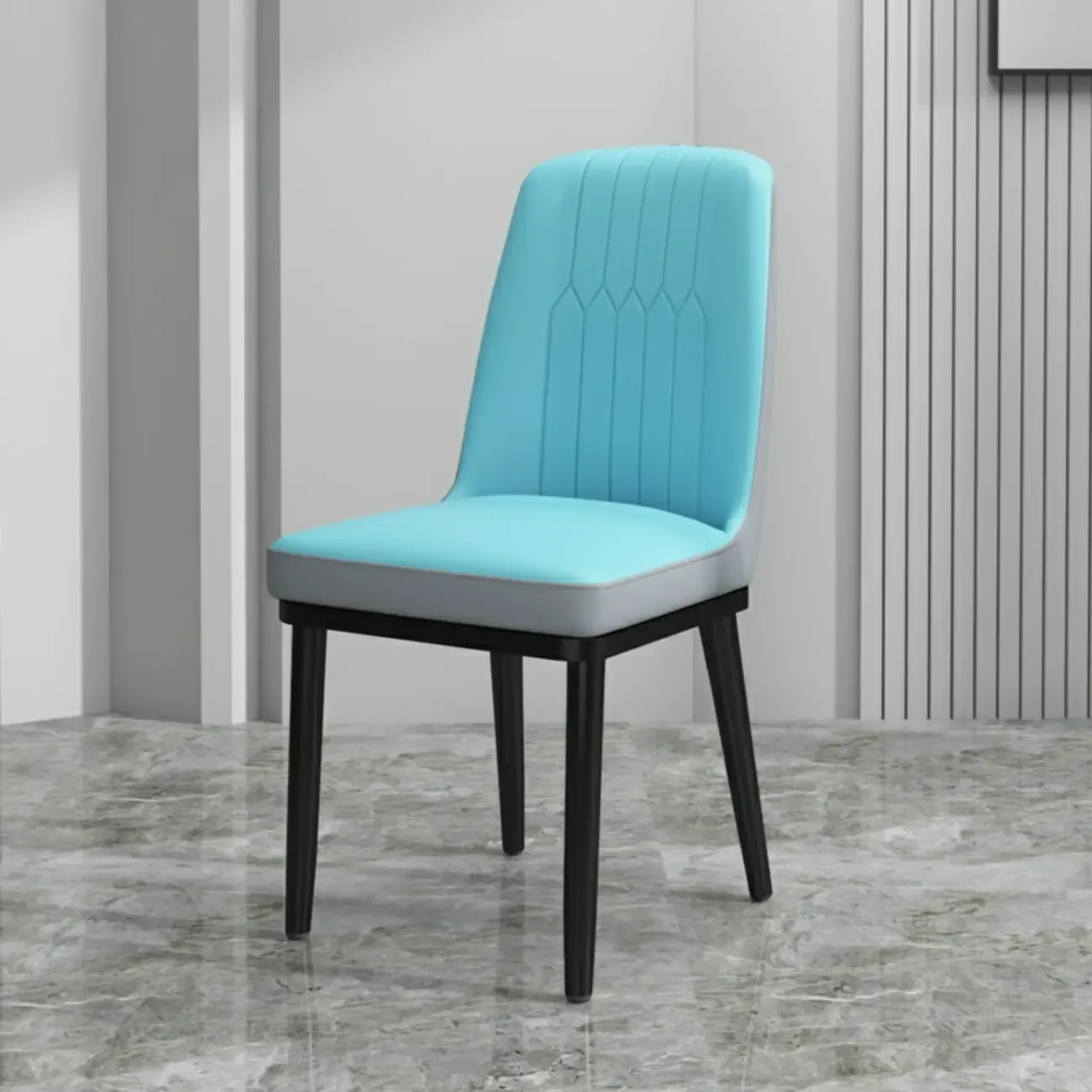 Trendy Faux Leather Upholstered Dining Chair High Back Armless Image - 5