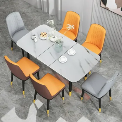 Trendy Faux Leather Upholstered Dining Chair High Back Armless Image - 6