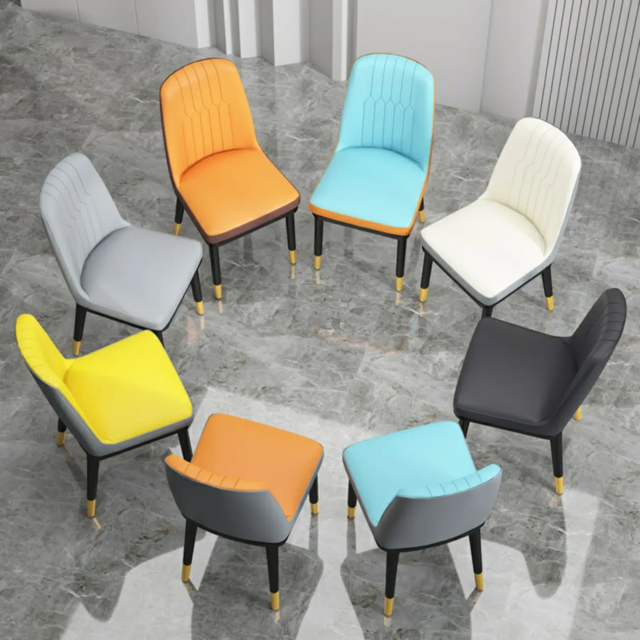 Trendy Faux Leather Upholstered Dining Chair High Back Armless Image - 7 | homeyfad