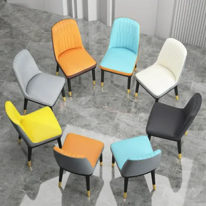 Trendy Faux Leather Upholstered Dining Chair High Back Armless Image - 7