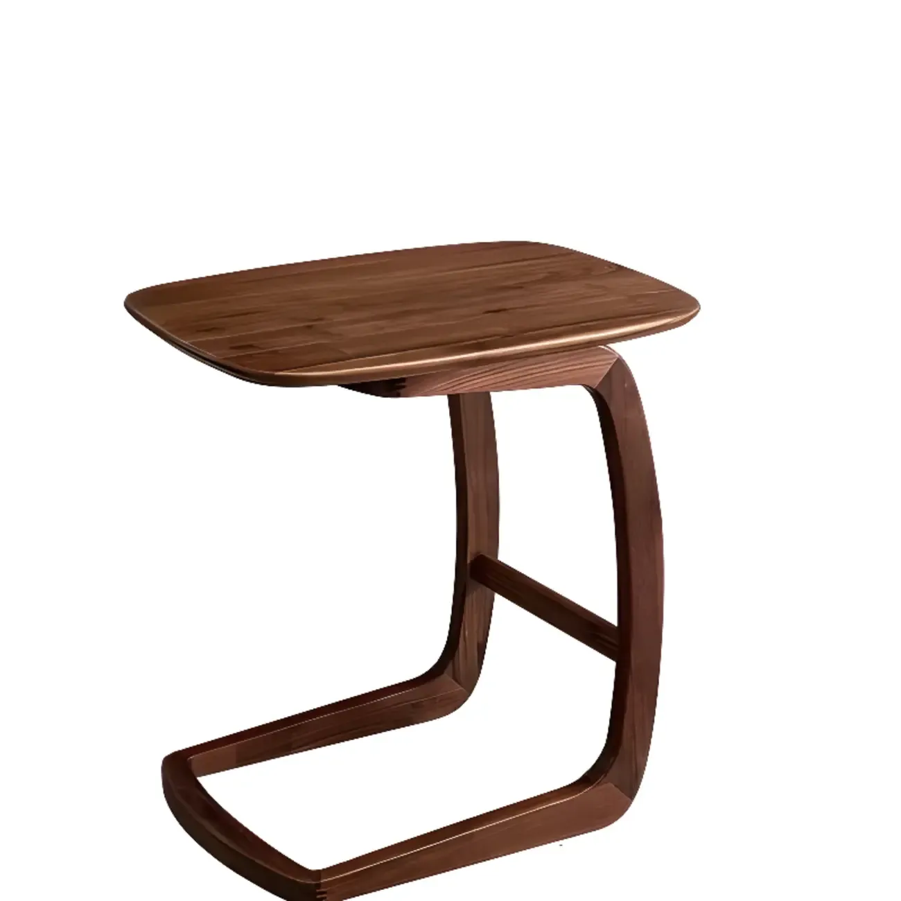 Elegant Solid Wood C-Shaped End Side Table for Living Room Image - 3