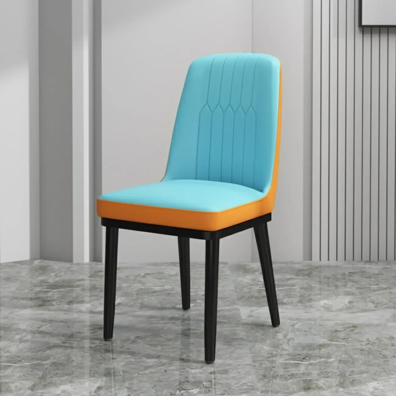 Trendy Faux Leather Upholstered Dining Chair High Back Armless Image - 8