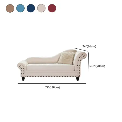 Modern Wooden One Arm Chaise Lounge with Nailhead Trim and Pillow #size