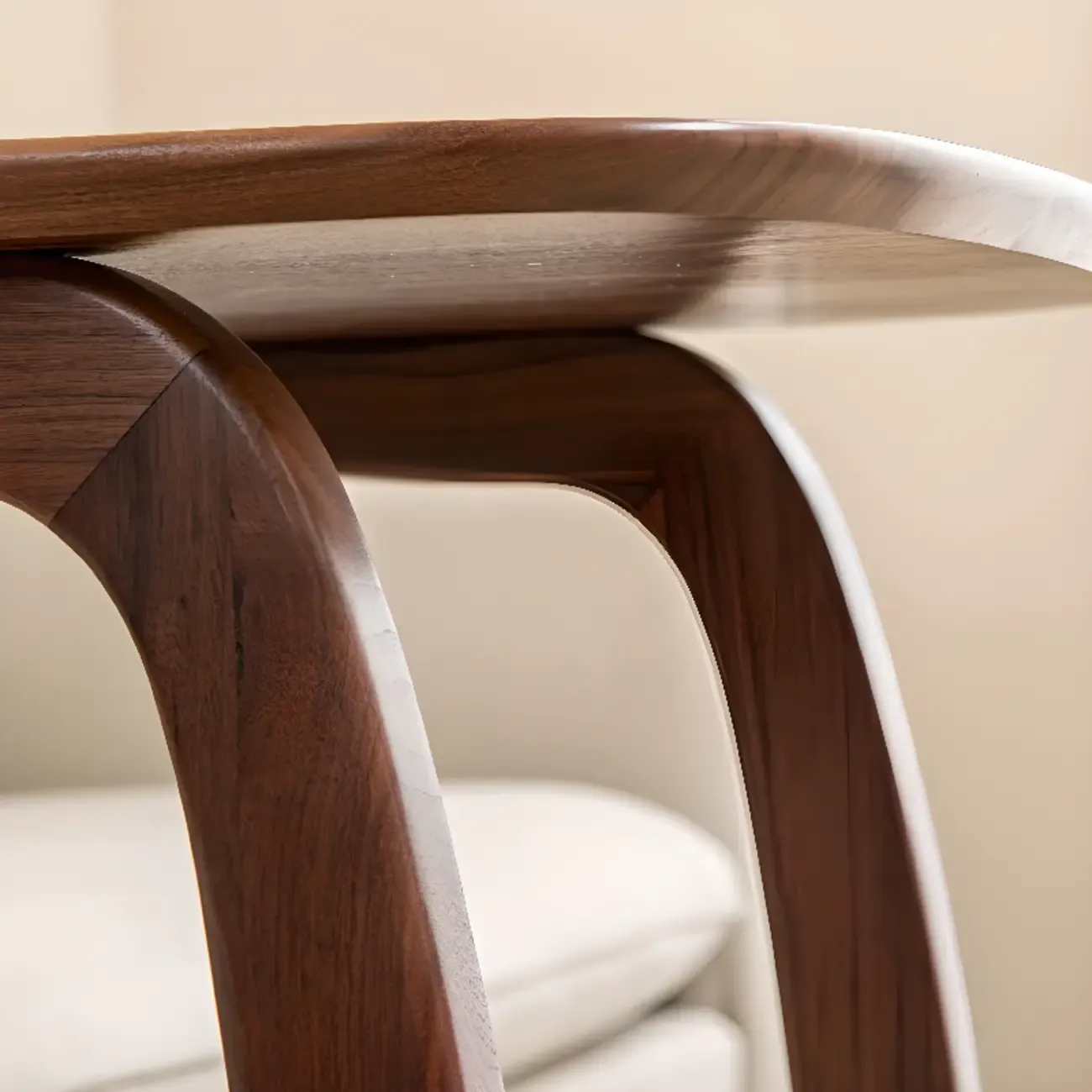Elegant Solid Wood C-Shaped End Side Table for Living Room Image - 4
