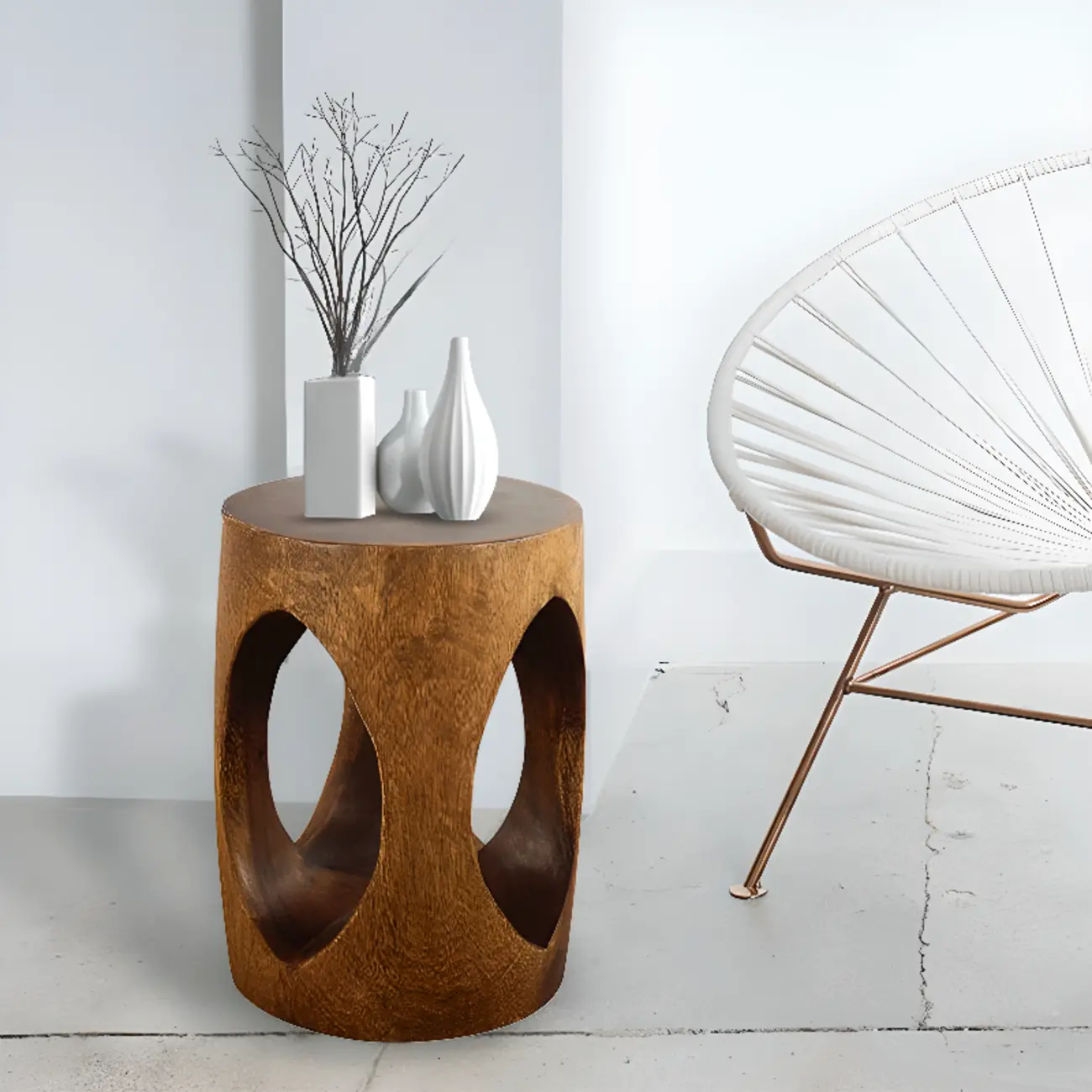 Modern Wood Hourglass End Table for Living Room | homeyfad