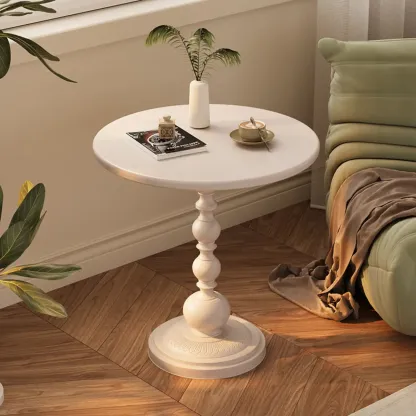 Trendy Metal Circular Side Table with Stump Base and Tray Top Image - 3