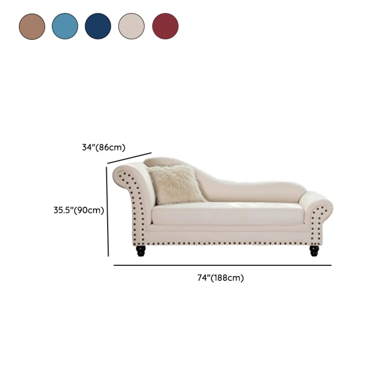 Modern Wooden One Arm Chaise Lounge with Nailhead Trim and Pillow Image - 20 | homeyfad