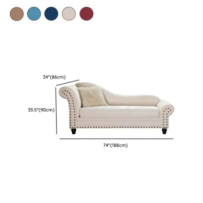 Modern Wooden One Arm Chaise Lounge with Nailhead Trim and Pillow Image - 20