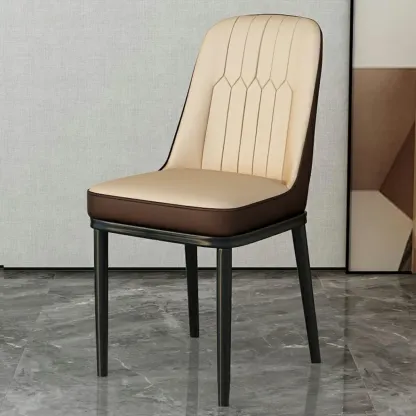 Trendy Faux Leather Upholstered Dining Chair High Back Armless Image - 10