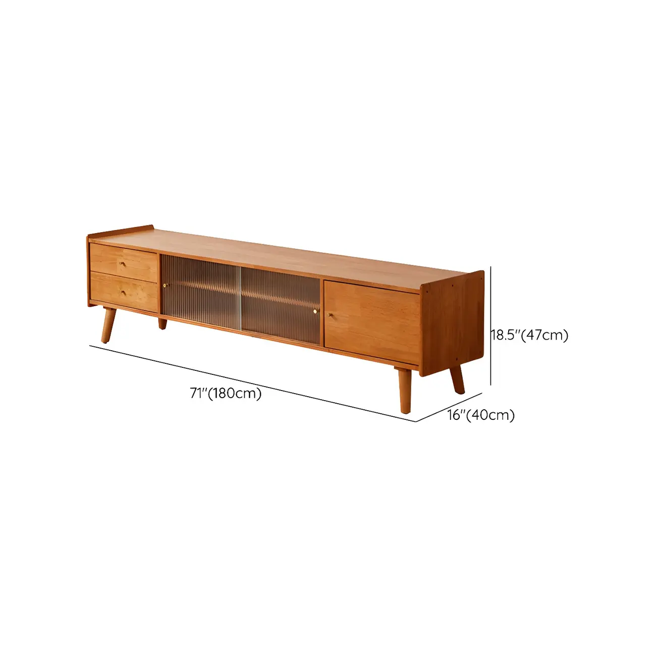 Scandinavian Wooden TV Stand with Open Storage and Legs Image - 11 | homeyfad