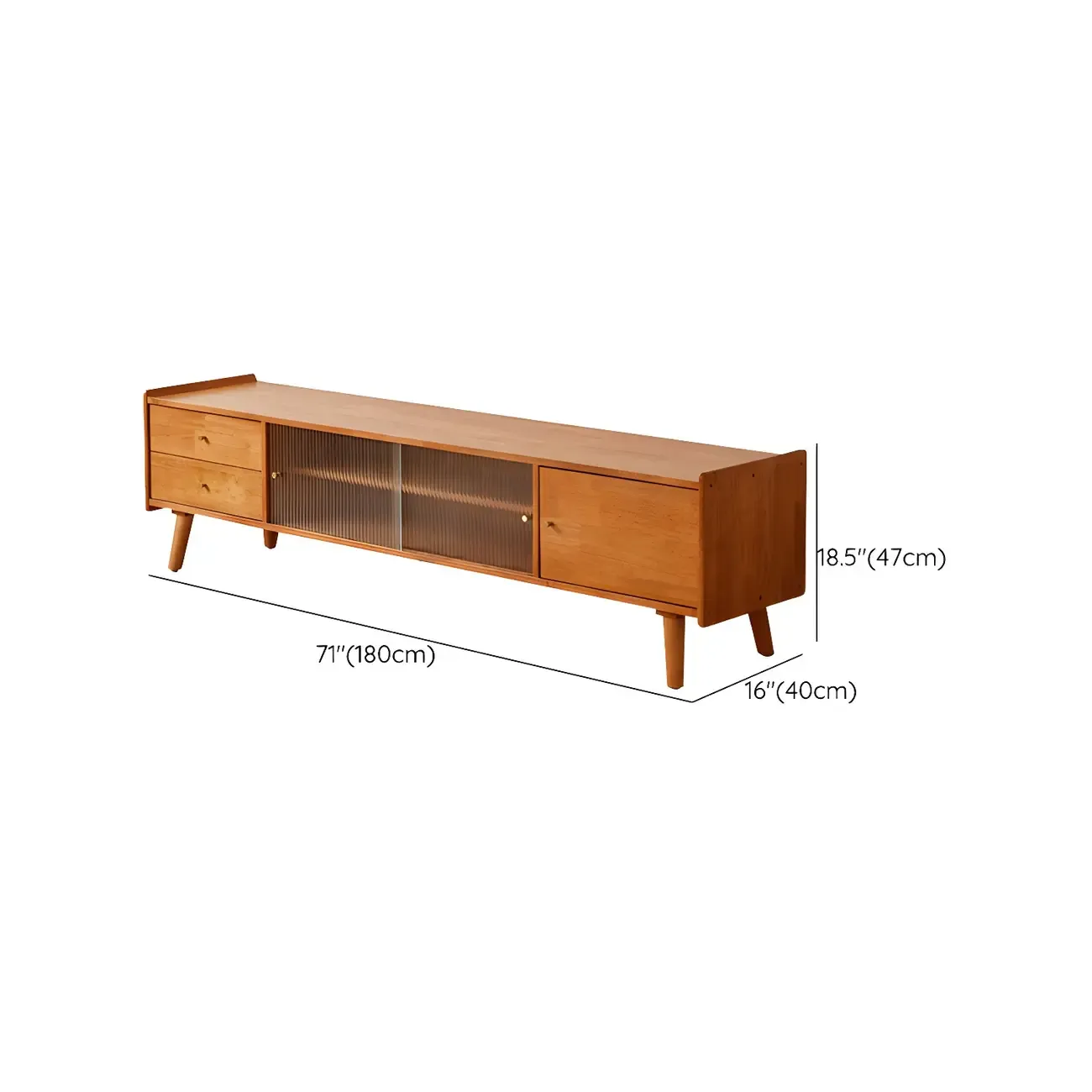 Scandinavian Wooden TV Stand with Open Storage and Legs Image - 11