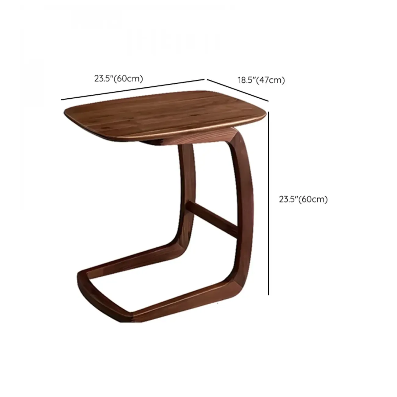 Elegant Solid Wood C-Shaped End Side Table for Living Room #size