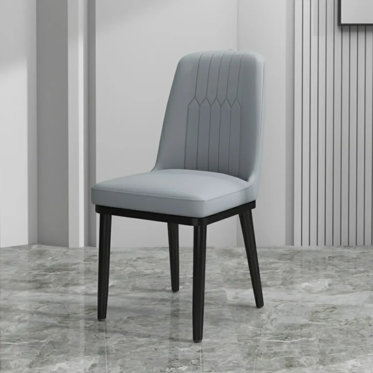 Trendy Faux Leather Upholstered Dining Chair High Back Armless Image - 12