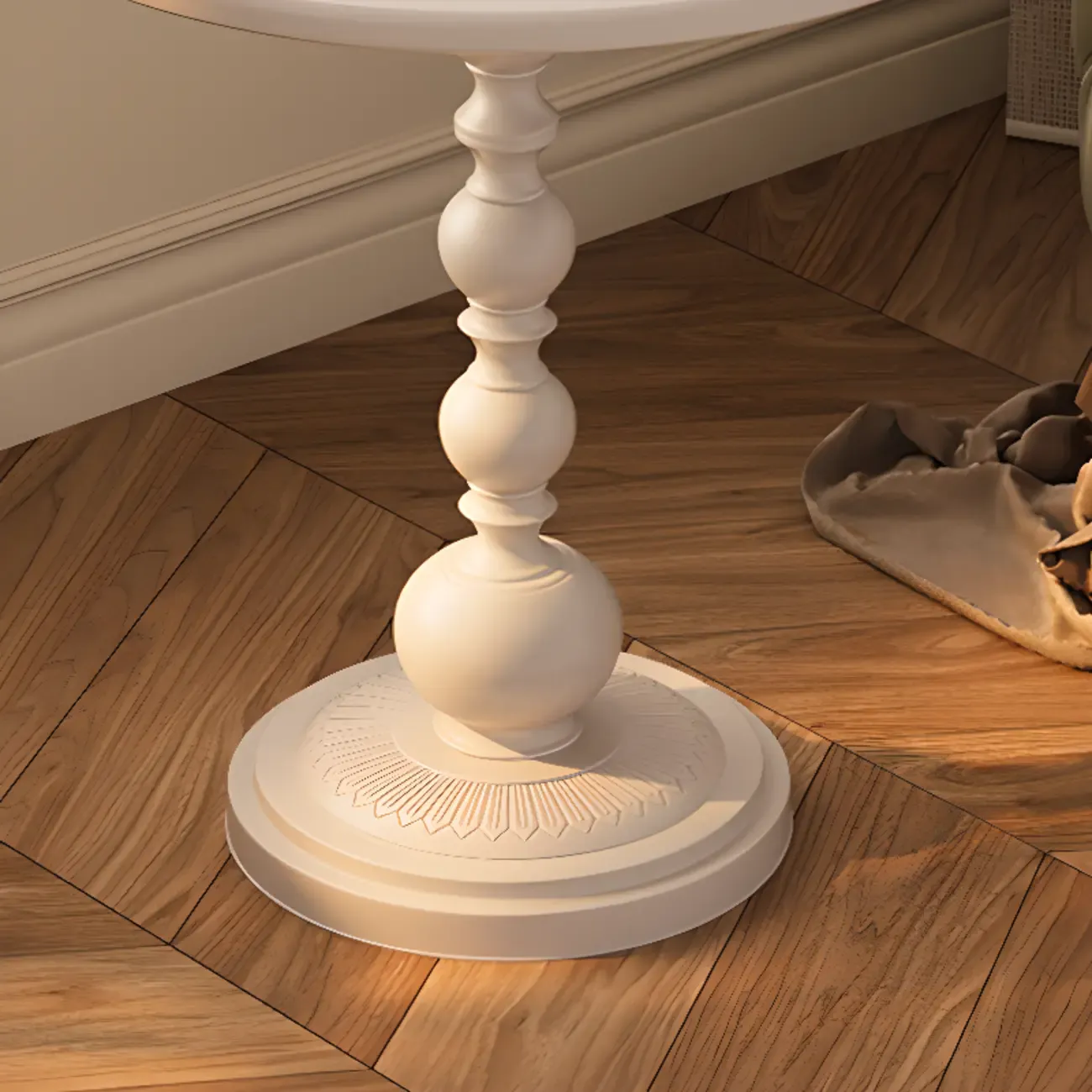 Trendy Metal Circular Side Table with Stump Base and Tray Top Image - 6