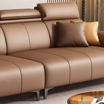 118''Modern Cocoa 3 Seater Parlor Sofa with Flared Arm and Ottoman Image - 7