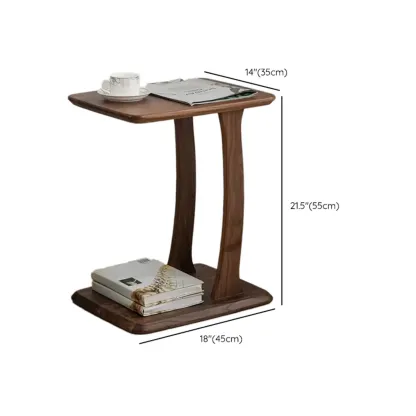 Elegant Solid Wood C-Shaped End Side Table for Living Room Image - 8