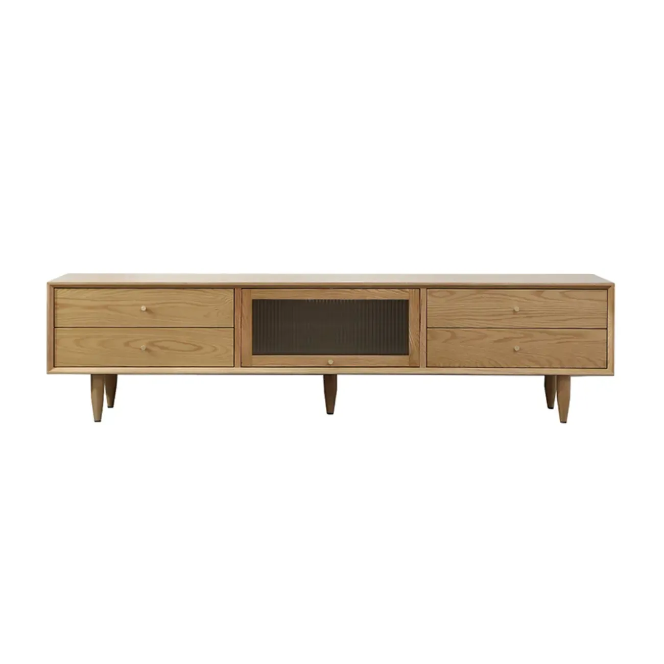 Traditional Wooden TV Stands with Glass Accents for Home Image - 3