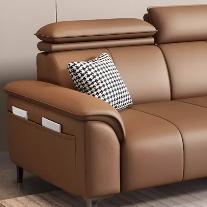 118''Modern Cocoa 3 Seater Parlor Sofa with Flared Arm and Ottoman Image - 8