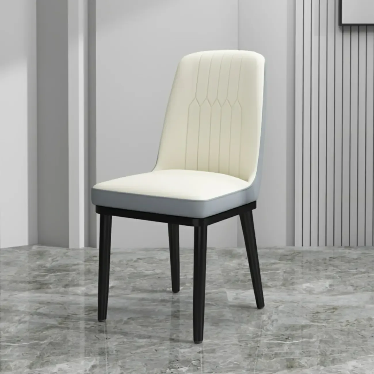 Trendy Faux Leather Upholstered Dining Chair High Back Armless Image - 14