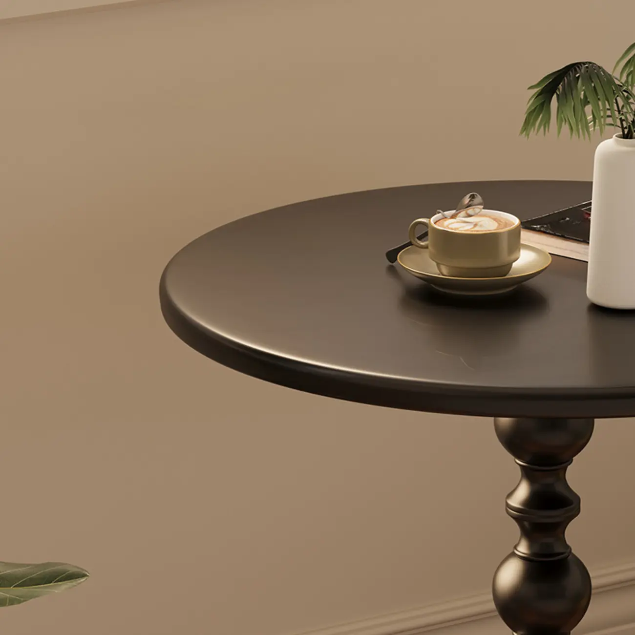 Trendy Metal Circular Side Table with Stump Base and Tray Top Image - 8 | homeyfad