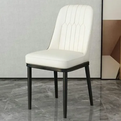 Trendy Faux Leather Upholstered Dining Chair High Back Armless Image - 15