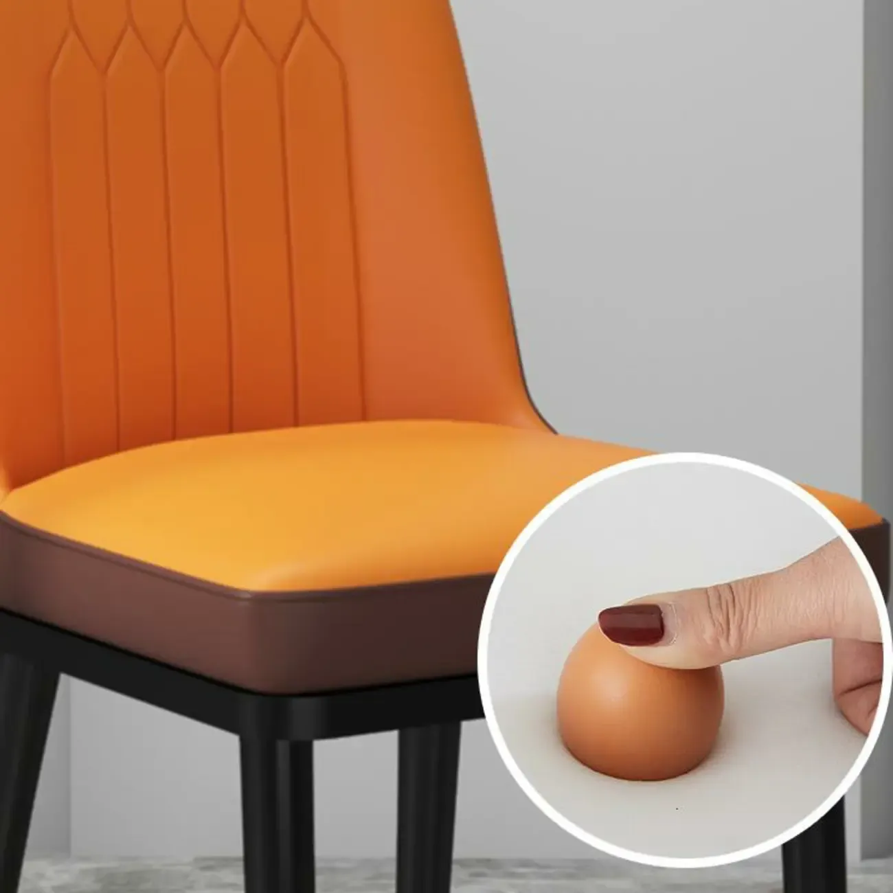 Trendy Faux Leather Upholstered Dining Chair High Back Armless Image - 16