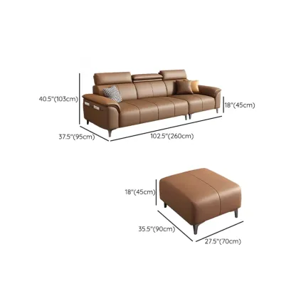 118''Modern Cocoa 3 Seater Parlor Sofa with Flared Arm and Ottoman Image - 11