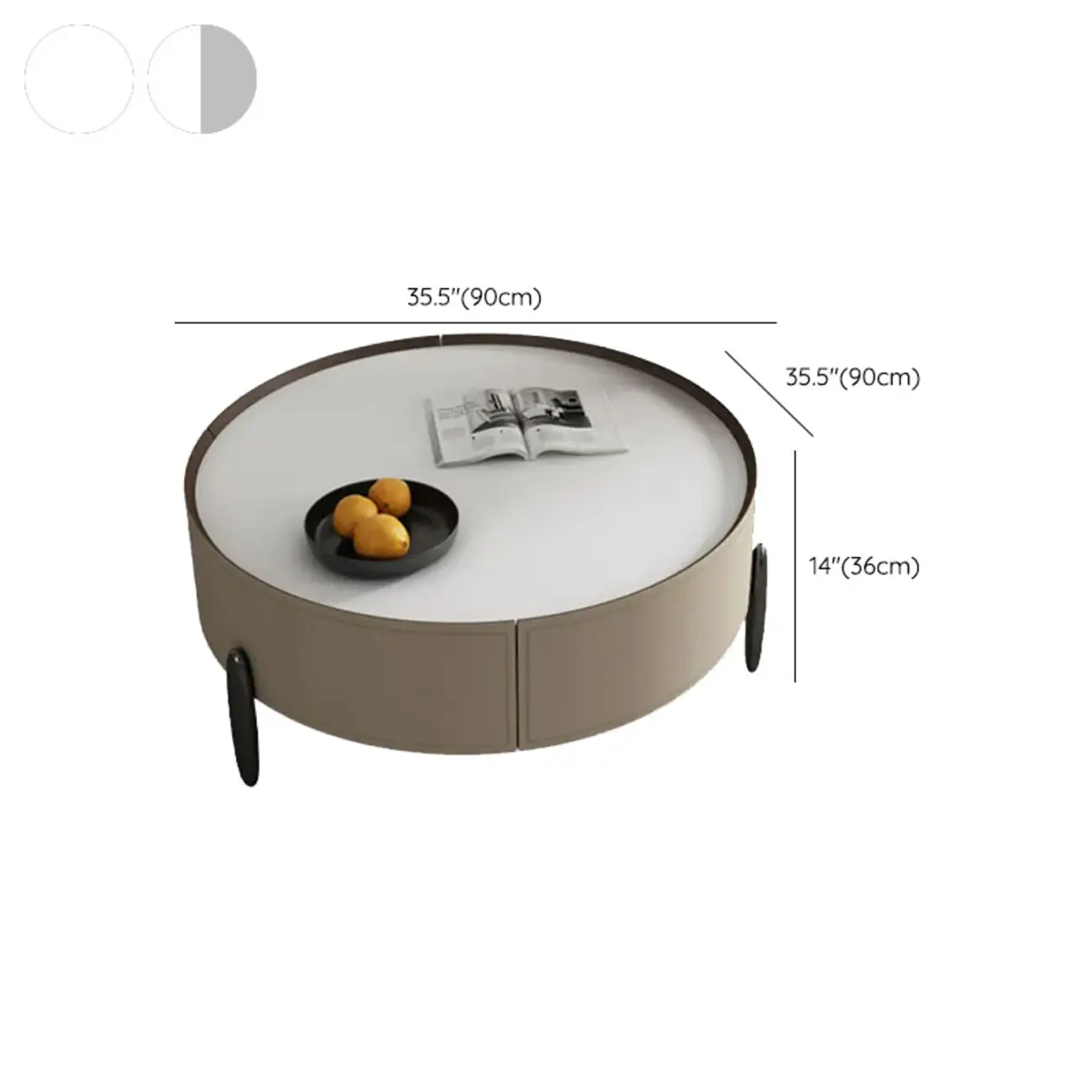 Modern Round Beige Coffee Table with Storage for Living Room Image - 18 | homeyfad