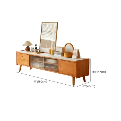 Scandinavian Wooden TV Stand with Open Storage and Legs Image - 17