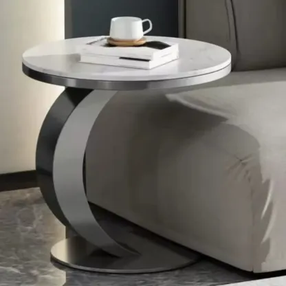 C-Shaped Small Round Coffee Table for the Balcony Image - 1