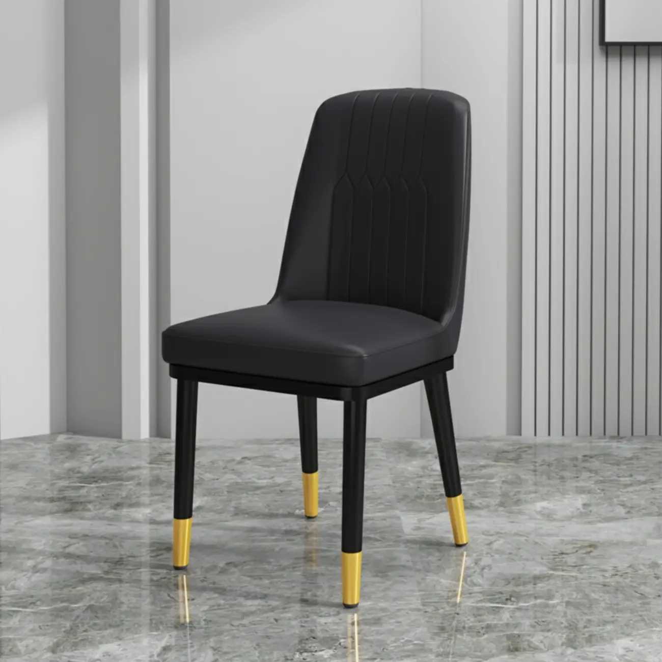 Trendy Faux Leather Upholstered Dining Chair High Back Armless Image - 18 | homeyfad