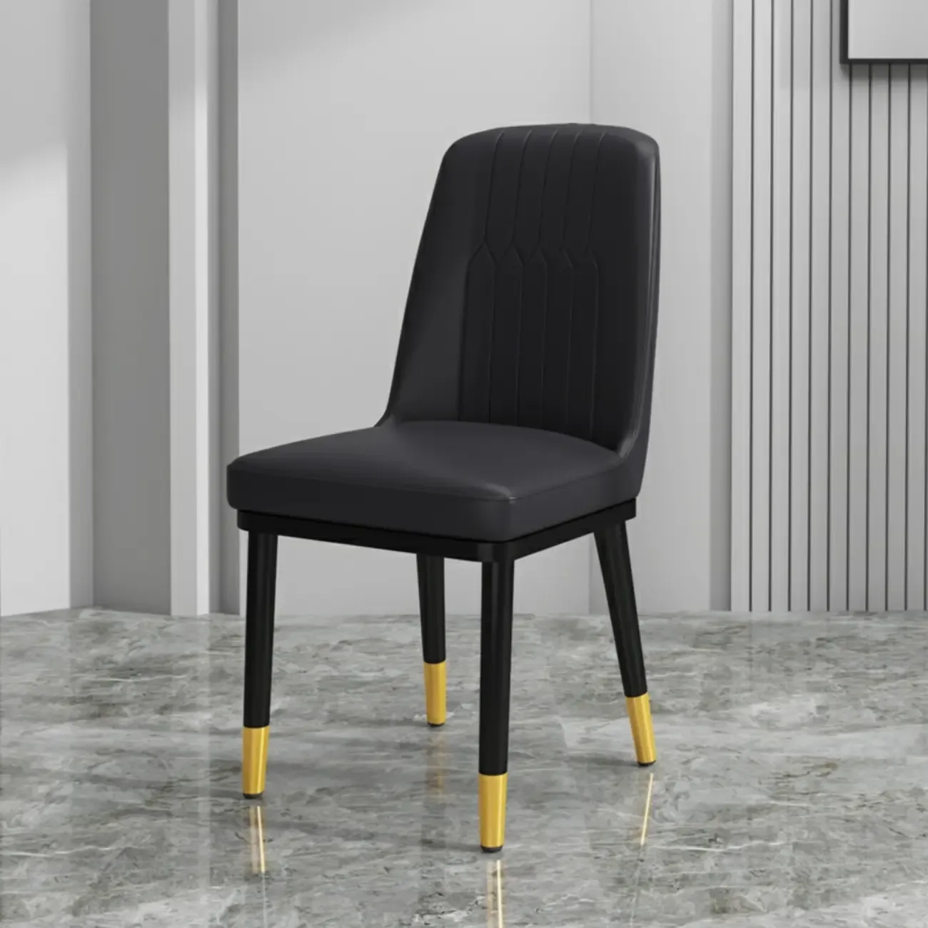 Trendy Faux Leather Upholstered Dining Chair High Back Armless Image - 18