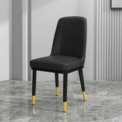 Trendy Faux Leather Upholstered Dining Chair High Back Armless Image - 18