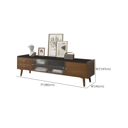 Scandinavian Wooden TV Stand with Open Storage and Legs Image - 20