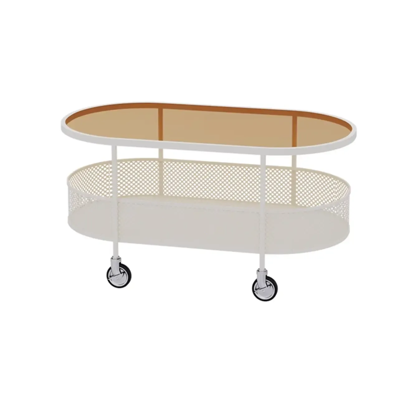 Modern Glass Black Round Coffee Table with Wheels Image - 9