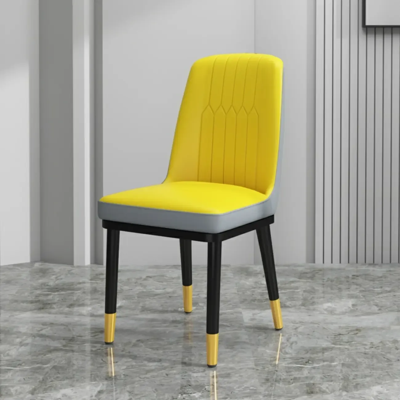 Trendy Faux Leather Upholstered Dining Chair High Back Armless Image - 20