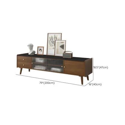 Scandinavian Wooden TV Stand with Open Storage and Legs Image - 21