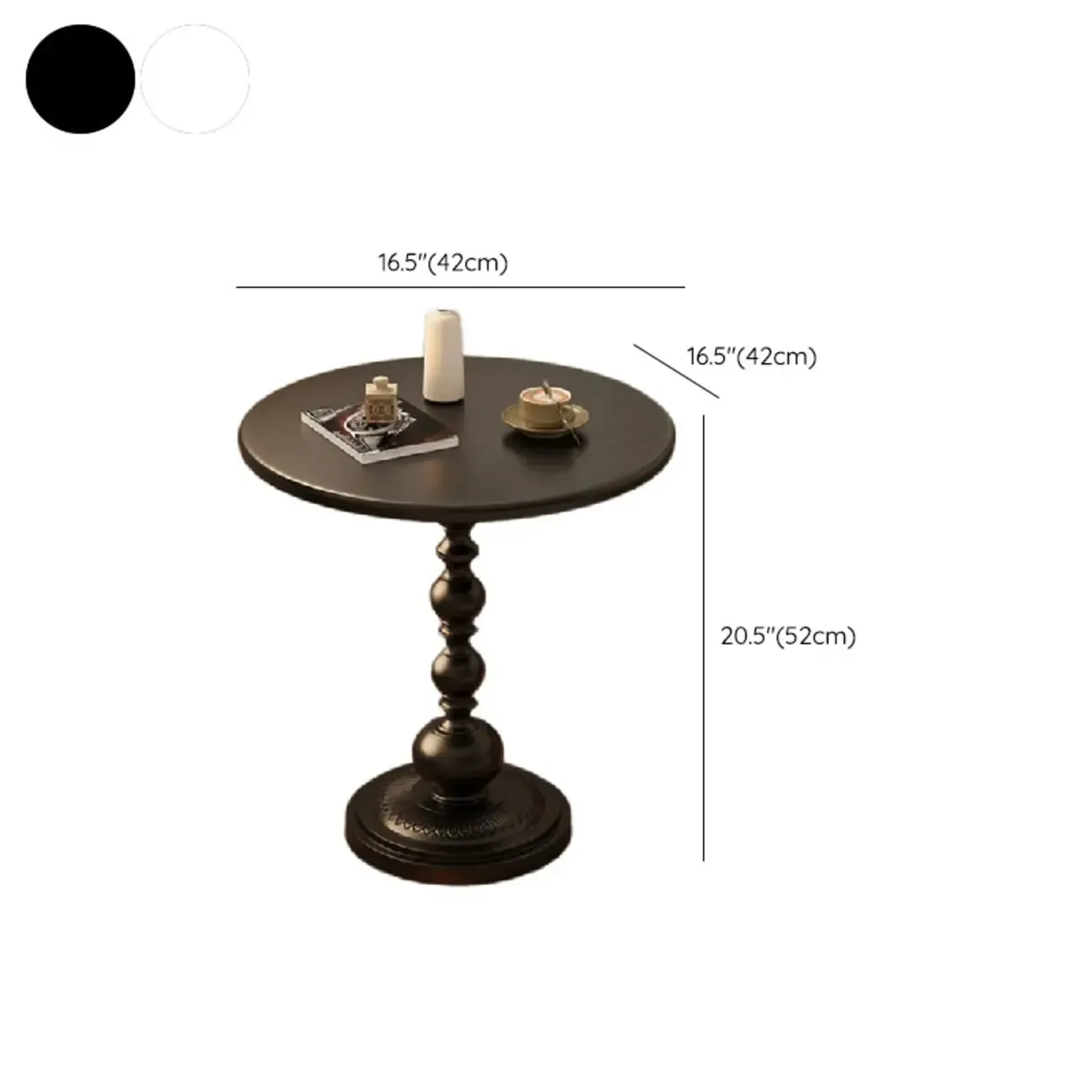 Trendy Metal Circular Side Table with Stump Base and Tray Top Image - 14