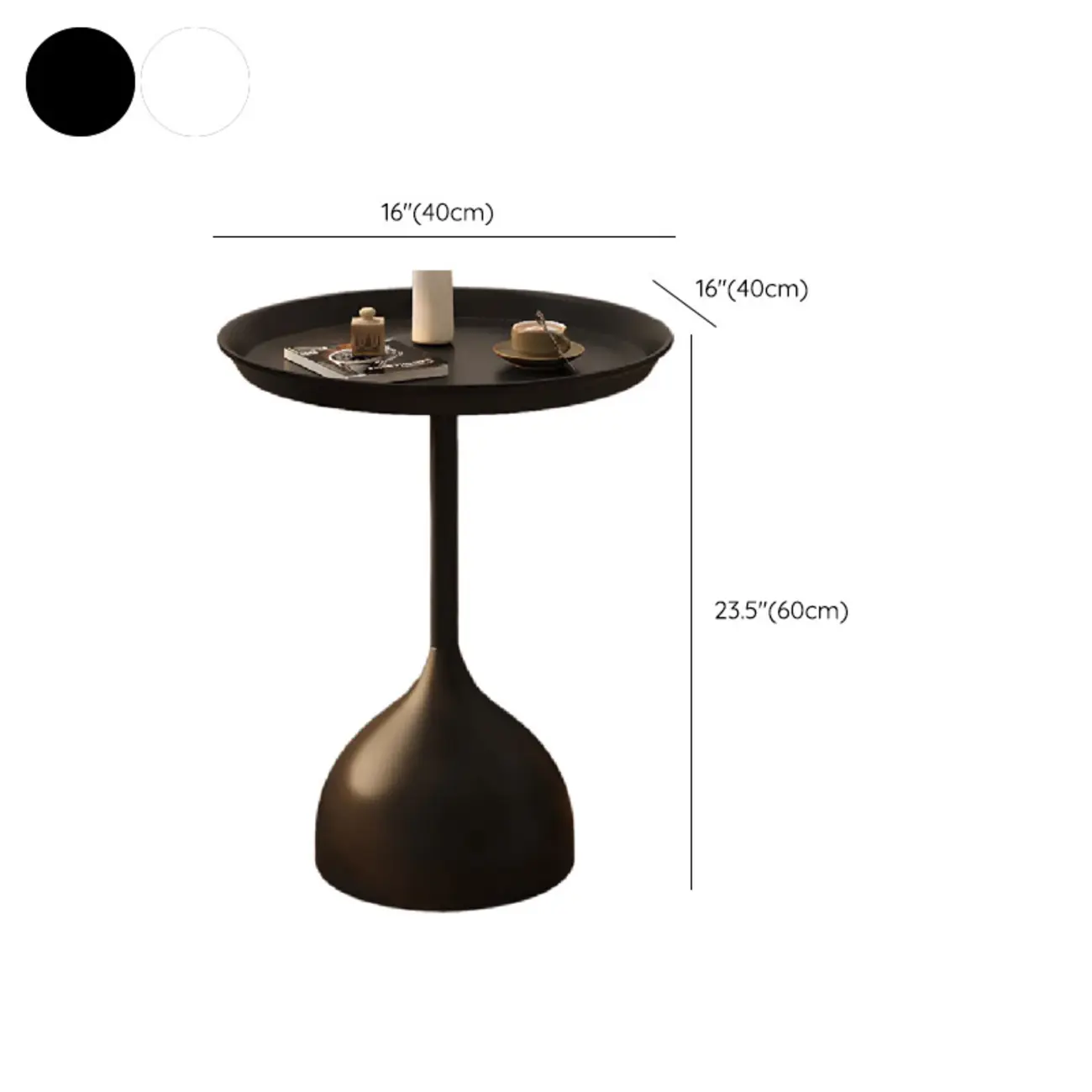 Trendy Metal Circular Side Table with Stump Base and Tray Top Image - 15 | homeyfad