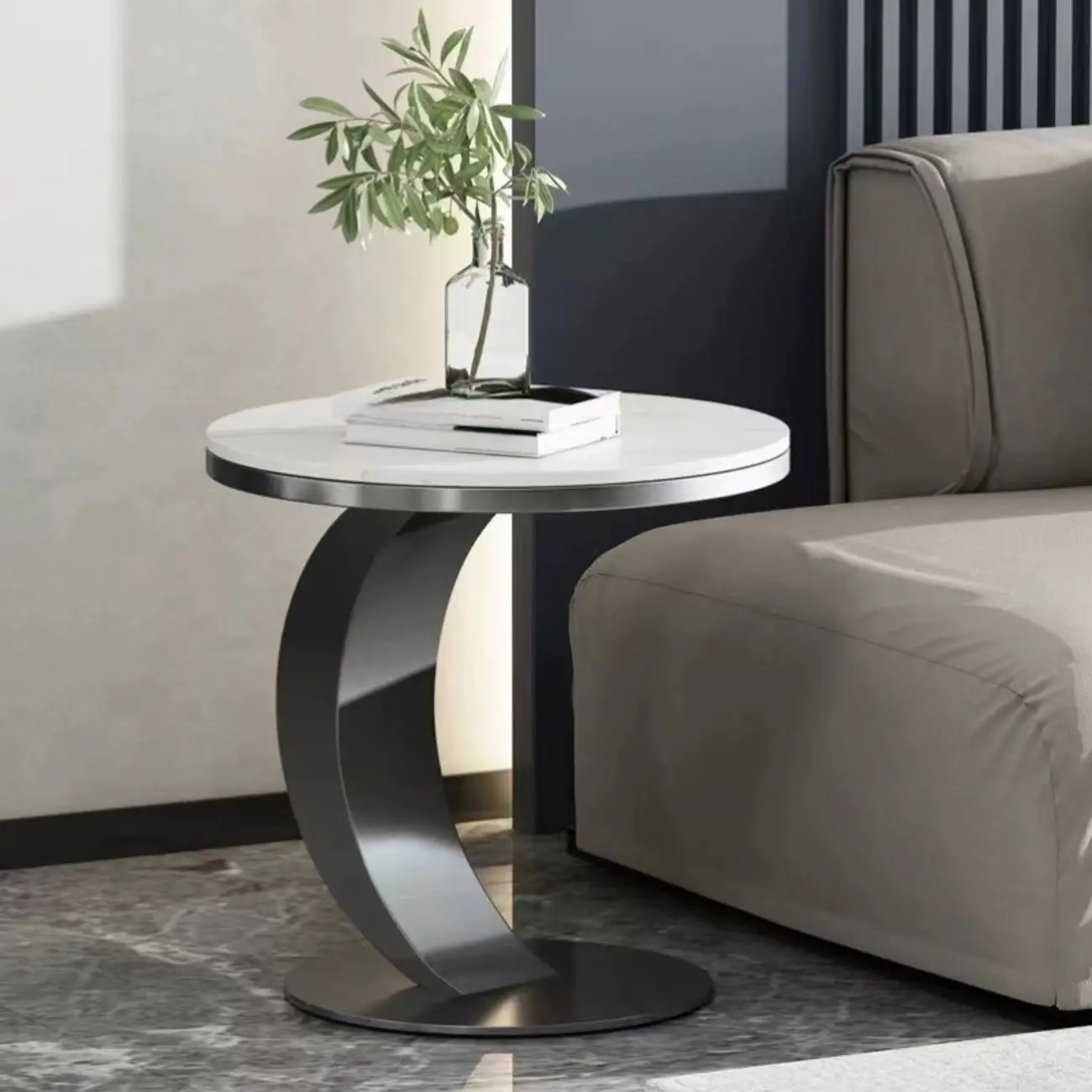 C-Shaped Small Round Coffee Table for the Balcony Image - 5 | homeyfad