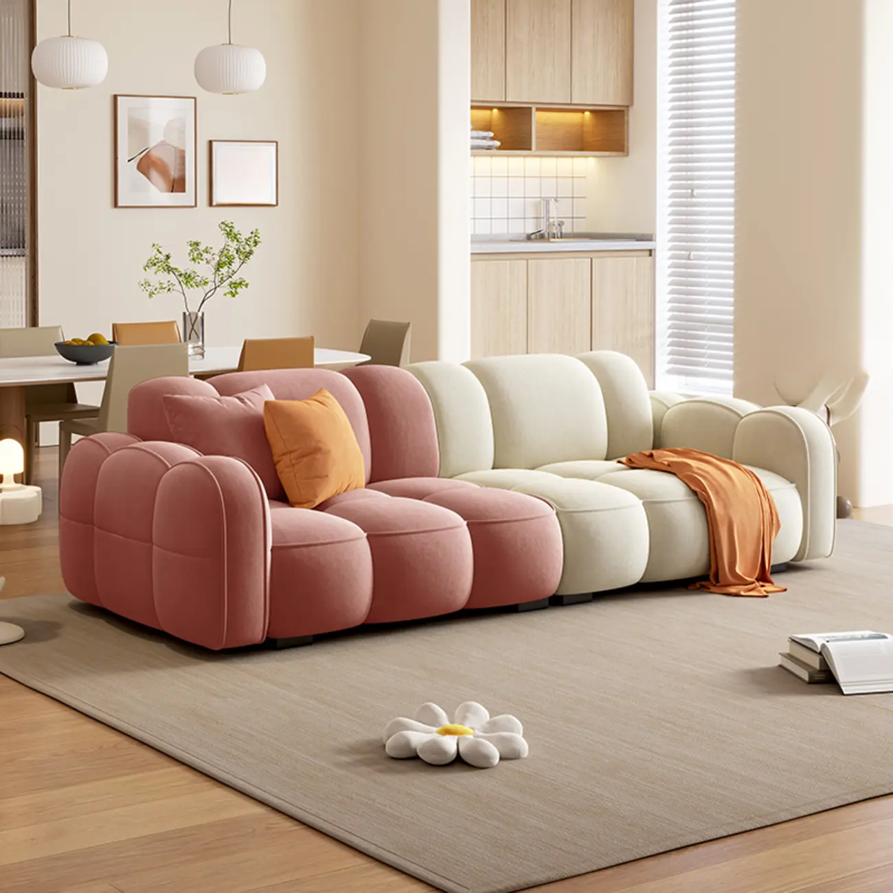 Modern Wooden Base Upholstered Parlor Sofa 3-seater Deep Seat Sofa for Living Room Image - 13 | homeyfad